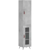vidaXL Highboard gris béton 34,5x34x180 cm Bois composite