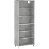 vidaXL Highboard gris béton 69,5x32,5x180 cm Bois composite