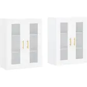 vidaXL Armoires murales 2 pcs. Blanc Bois composite