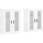 vidaXL Armoires murales 2 pcs. Blanc Bois composite