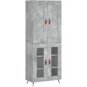 vidaXL Highboard gris béton 69,5x34x180 cm Bois composite