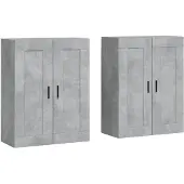 vidaXL Armoires murales 2 pcs. Gris béton Bois composite