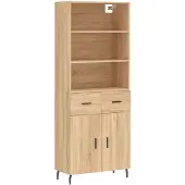 vidaXL Highboard chêne Sonoma 69,5x34x180 cm Matériau dérivé du bois