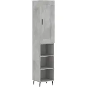 vidaXL Highboard gris béton 34,5x34x180 cm Bois composite