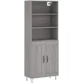 vidaXL Highboard Gris Sonoma 69,5x34x180 cm Matériau dérivé du bois