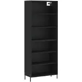 vidaXL Highboard noir 69,5x32,5x180 cm Bois composite