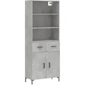 vidaXL Highboard gris béton 69,5x34x180 cm Bois composite