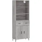 vidaXL Highboard Gris Sonoma 69,5x34x180 cm Matériau dérivé du bois