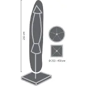 Perel Housse extérieure pour parasol ou parasol flottant jusqu'à Ø 4,5 m, gris, 250 cm x 64 cm