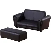 HOMCOM HOMdotCOM Banc enfant - Chaise haute - Pouf inclus - 2 pièces - Cuir noir