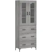 vidaXL Highboard Gris Sonoma 69,5x34x180 cm Matériau dérivé du bois