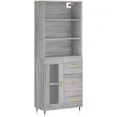 vidaXL Highboard Gris Sonoma 69,5x34x180 cm Matériau dérivé du bois