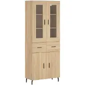 vidaXL Highboard chêne Sonoma 69,5x34x180 cm Matériau dérivé du bois