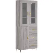 vidaXL Highboard Gris Sonoma 69,5x34x180 cm Matériau dérivé du bois