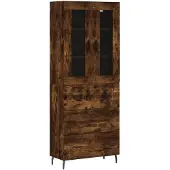 vidaXL Highboard chêne fumé 69,5x34x180 cm bois composite