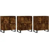 vidaXL Sideboards 3 pcs. Chêne fumé Bois composite