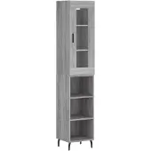 vidaXL Highboard Gris Sonoma 34,5x34x180 cm Matériau dérivé du bois