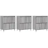 vidaXL Sideboards 3 pcs. Gris Sonoma Matériau dérivé du bois