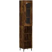 vidaXL Highboard chêne fumé 34,5x34x180 cm bois composite