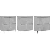 vidaXL Sideboards 3 pcs. Gris béton Bois composite