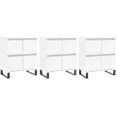 vidaXL Sideboards 3 pcs. Blanc Bois composite