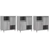 vidaXL Sideboards 3 pcs. Gris Sonoma Matériau dérivé du bois