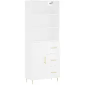 vidaXL Buffet haut Blanc 69,5x34x180 cm Bois d'ingénierie
