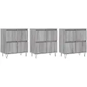 vidaXL Sideboards 3 pcs. Gris Sonoma Matériau dérivé du bois