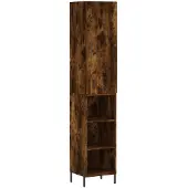 vidaXL Highboard chêne fumé 34,5x34x180 cm bois composite