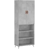 vidaXL Highboard gris béton 69,5x34x180 cm Bois composite
