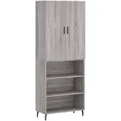 vidaXL Highboard Gris Sonoma 69,5x34x180 cm Matériau dérivé du bois