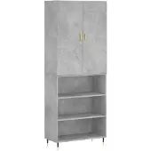 vidaXL Highboard gris béton 69,5x34x180 cm Bois composite