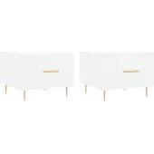 vidaXL Tables basses 2 pcs. Blanc 50x50x40 cm Bois composite