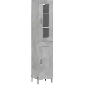 vidaXL Highboard gris béton 34,5x34x180 cm Bois composite