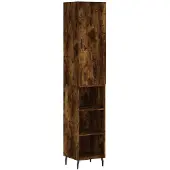 vidaXL Highboard chêne fumé 34,5x34x180 cm bois composite