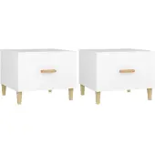 vidaXL Tables basses 2 pcs. Blanc 50x50x40 cm Bois composite