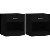 vidaXL Tables de chevet 2 pcs avec tiroir Noir