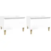 vidaXL Tables d'appoint 2pcs Blanc brillant 50x46x35cm Bois ingénierie