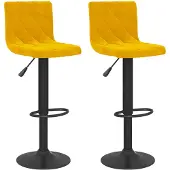 vidaXL Tabouret de bar 2 pcs jaune moutarde velours