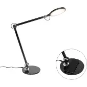 QAZQA Lampe de table design noire avec LED, variateur tactile et chargeur par induction - Don