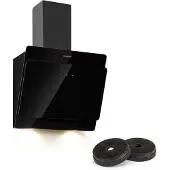 Klarstein Aurica Hotte aspirante 60cm + 2 filtres recyclage d'air 620m³/h noir