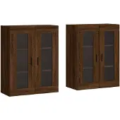 vidaXL Armoires murales 2 pcs. Brun imitation chêne Matériau dérivé du bois