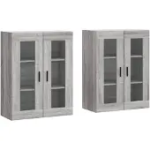 vidaXL Armoires murales 2 pcs. Gris Sonoma Matériau dérivé du bois