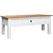 vidaXL Table basse blanche 100x60x45 cm en pin massif de Panama
