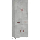 vidaXL Highboard gris béton 69,5x34x180 cm Bois composite