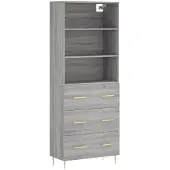 vidaXL Highboard Gris Sonoma 69,5x34x180 cm Matériau dérivé du bois