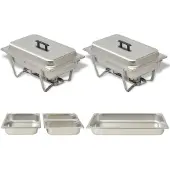 vidaXL Ensemble de chauffe-plats 2 pcs Acier inoxydable