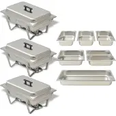 vidaXL Ensemble de chauffe-plats 3 pcs Acier inoxydable
