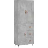 vidaXL Highboard gris béton 69,5x34x180 cm Bois composite