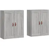 vidaXL Armoires murales 2 pcs. Gris Sonoma Matériau dérivé du bois